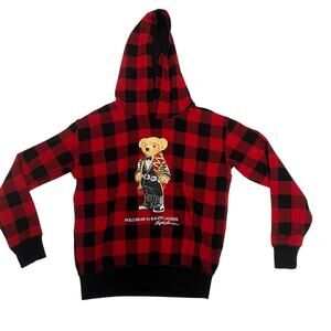 Polo Ralph Lauren Kids Red & Black Buffalo Plaid Hoodie Size Large